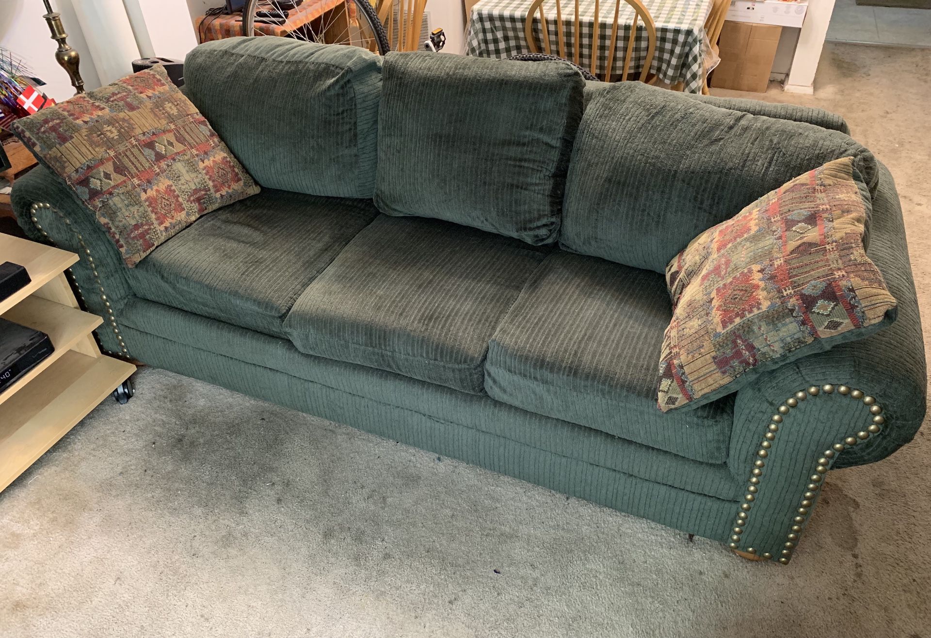 Green Couch with two cushions