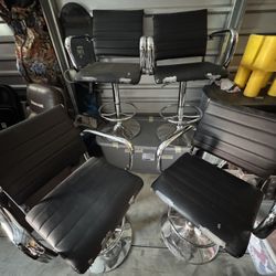 Set of 6 Adjustable Counter Bar Chairs (Needs Reupholstery)