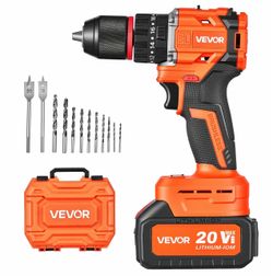VEVOR Cordless Drill Driver 1/2 inch Dual-Speed W Charger And Case New