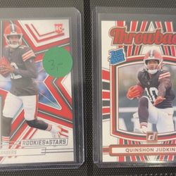 Sheduer Saunders Rookie and Quinshon Judkins Rated Rookies Throwback