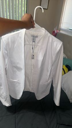 Women's White Open-Front Blazer