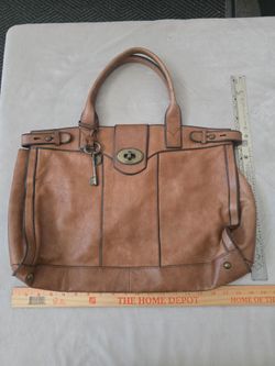 Fossil Brown Leather Tote Handbag