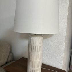 Cream Textured Ceramic Table Lamp White Shade