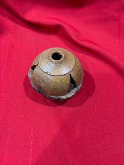 Vintage Carved Brazilian Nut Seed Pod Rattle Wood Folk Art Decoration