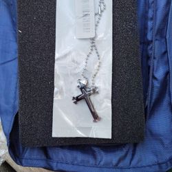 Black And Silver Cross Necklace 