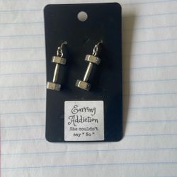 Silver Dumbbell Earrings 