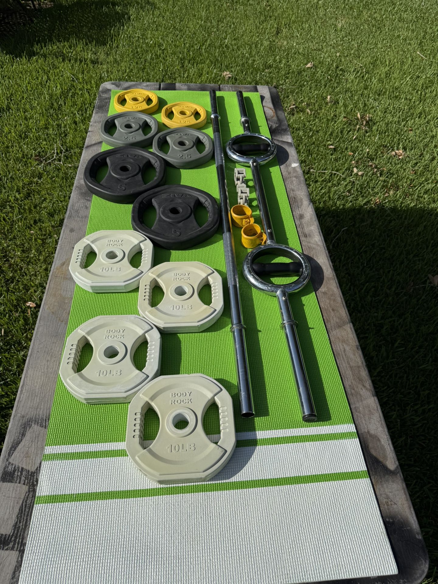 Complete Studio Weight Set With Barbell And Adjustable Curl Bar