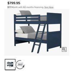 Ryder Dark Blue Bunk Bed (incl.Mattresses)