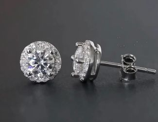 VVS Moissanite Halo Earings