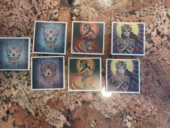 Halloween /Dia De los muertos Coasters (set of 7)