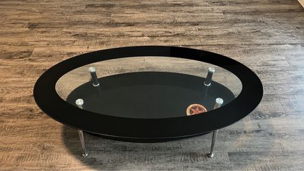 Oval Glass Coffee Table w/  2 Lamp Tables