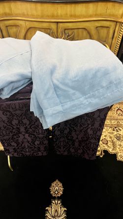 4 Baby Blue shear curtain panels.  80” long x 121” wide