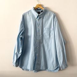 Gap Light Blue 80s Pinpoint Oxford Dress Shirt Size XXL