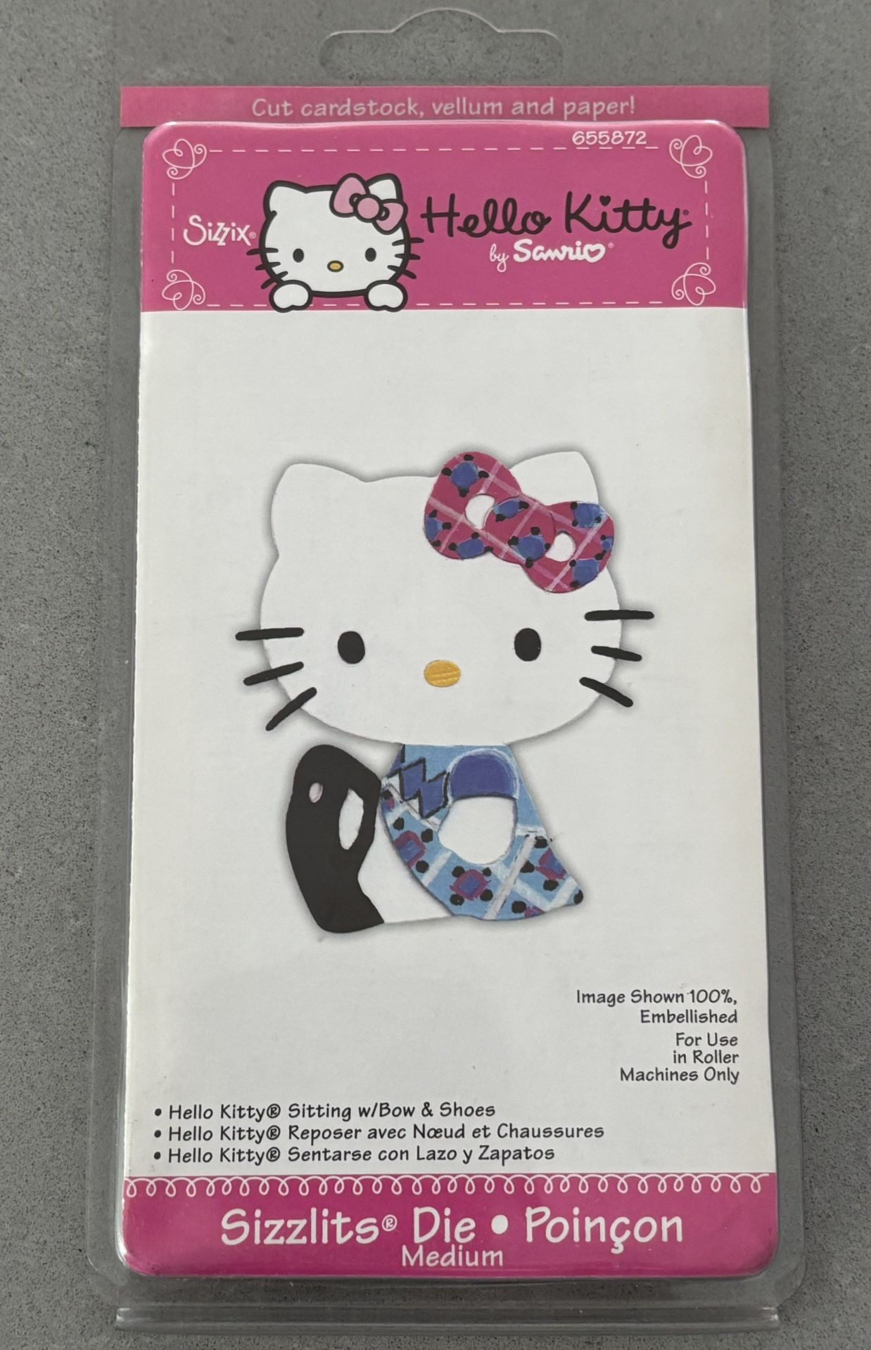 sizzix sizzlit medium die - HELLO KITTY sitting w/bow and shoes