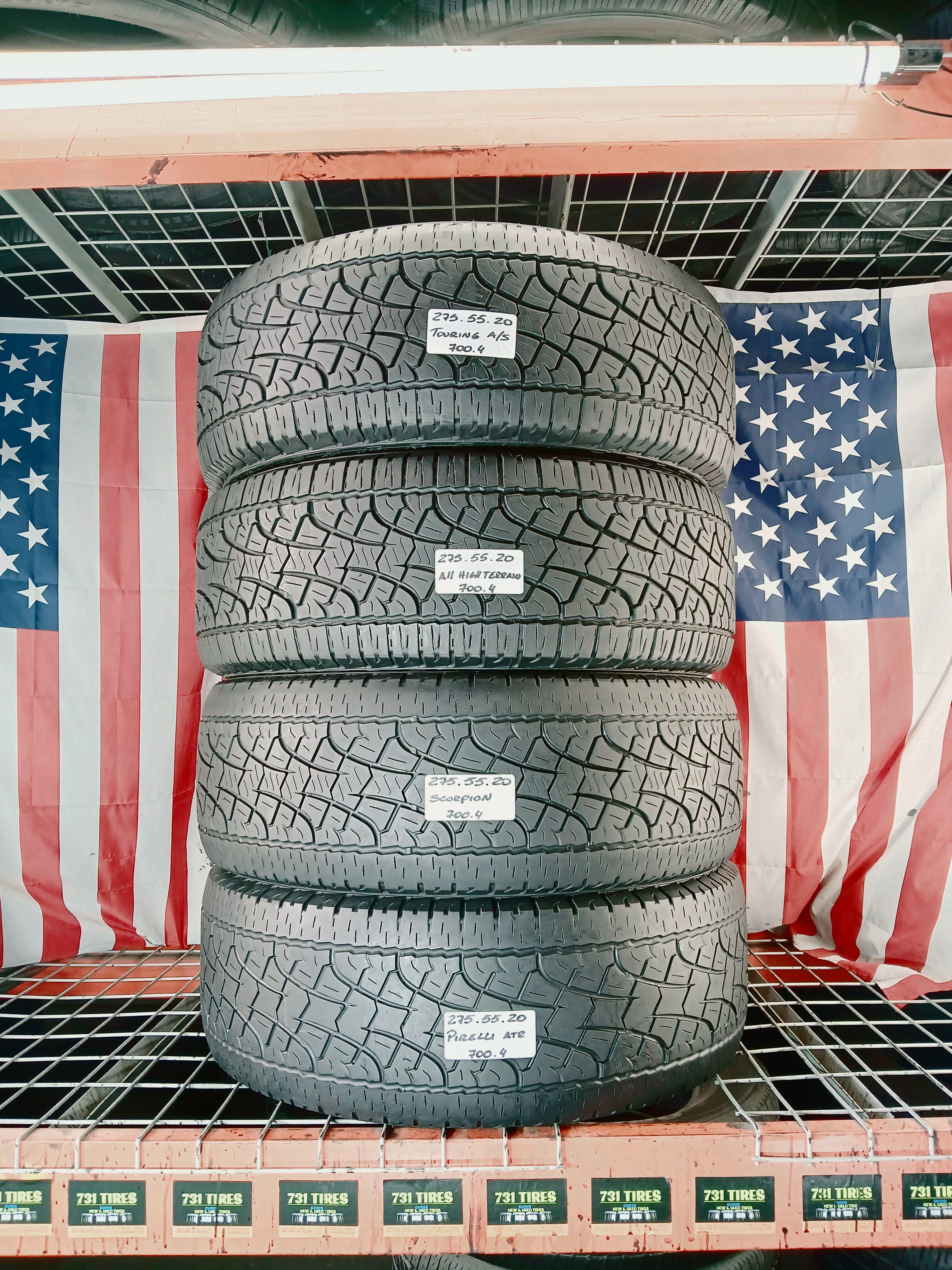 P275/55R20 PIRELLI SCORPION ATR 275/55R20 TRUCK SUV USED TIRES LEASE RETURN 275 55 20 USED TIRE SHOP GOMAS LLANTAS PNEUS NEUMATICOS DE USO USADOS
