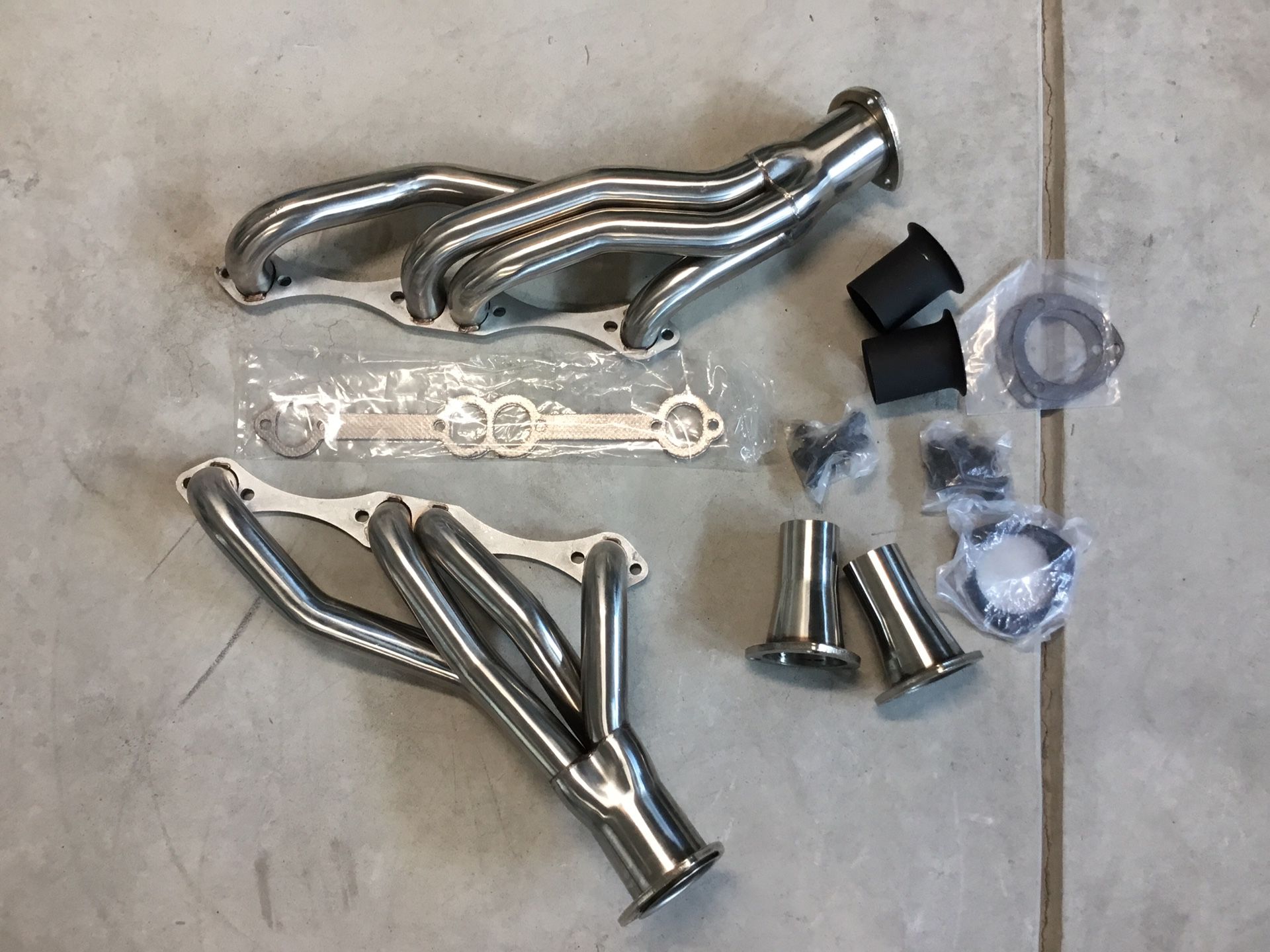SBC Small Block Chevy Shorty Headers T-304 stainless steel material TIG welded CNC machined flange 