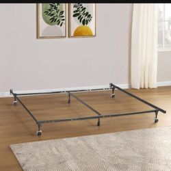 Brown Queen or King Metal Bed Frame With Center Support
