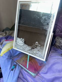 hello kitty impressions light up makeup mirror with tray