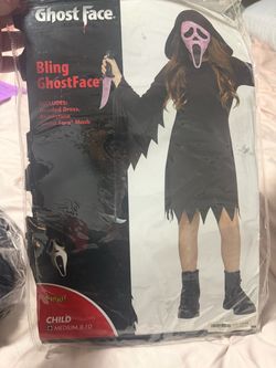 Girls pink ghost face costume