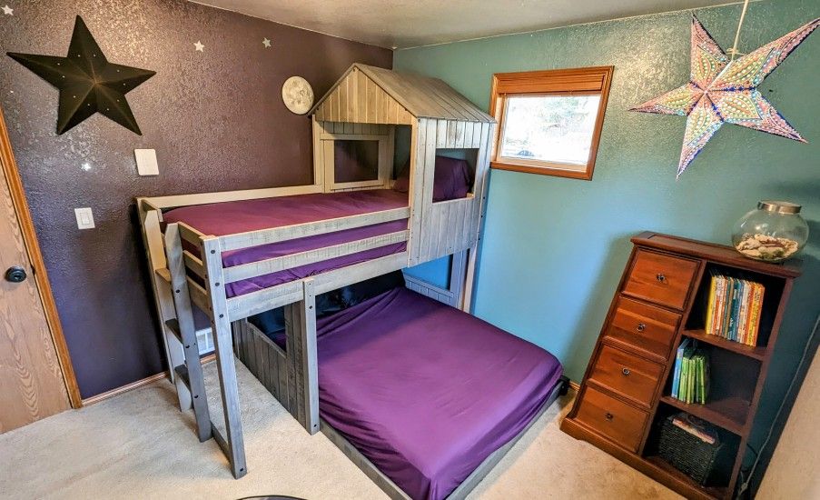 Modern Wooden Twin Over Full Bunk Bed FRAME