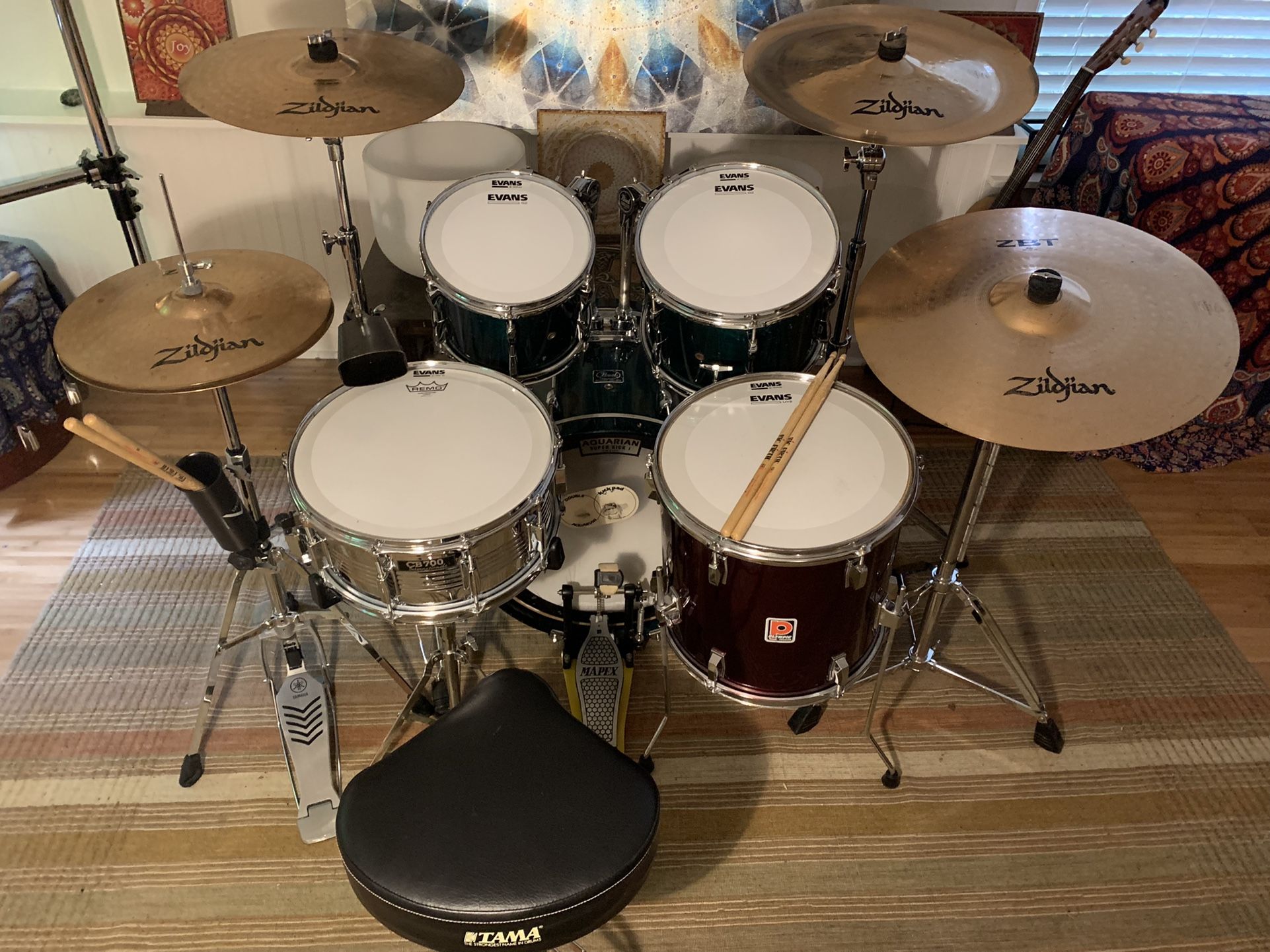 Pearl / Premier / CB700 Drum Set, Zildjian Cymbals
