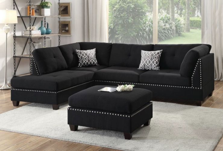 Black Sectional Sofa With Ottoman Brand New 