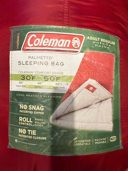 Coleman Palmetto Camping Sleeping Bag Adult Regular Below Zero