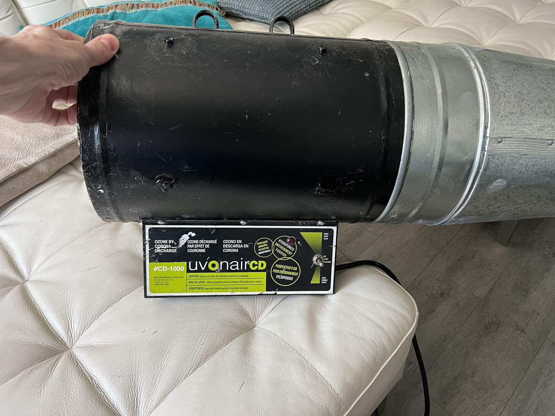 Uvonair CD1000 10” 2 Cell Ozonator + 10”x6”x6” Y Splitter