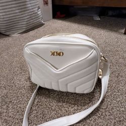 XOXO White Quilted Crossbody Bag - Double Zip Camera Style