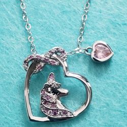 Rucher Pink Crystal Unicorn With Heart And Infinity Loop Necklace 