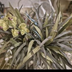 2 Silk Plant Floral Cenerpiece Ornate Arrangement Extra Large In Decorative Base