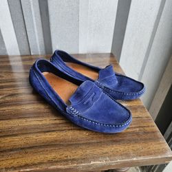 Mercanti Fiorentini Suede Driving Loafers Blue Mens 9.5 Made In Brazil