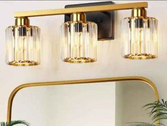 Crystal Gold Antique Vanity Light Bar 20 in. 3-Light Dimmable Rustproof