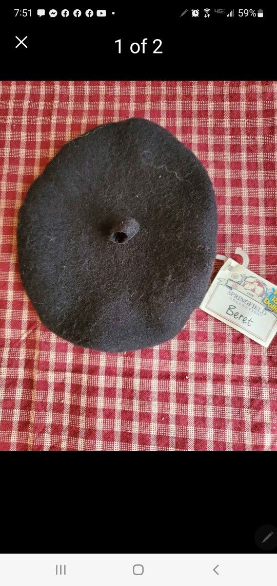 Brand New Black Beret With Tag For AMERICAN GIRL DOLL Or Ant Other 18 Inch Doll 