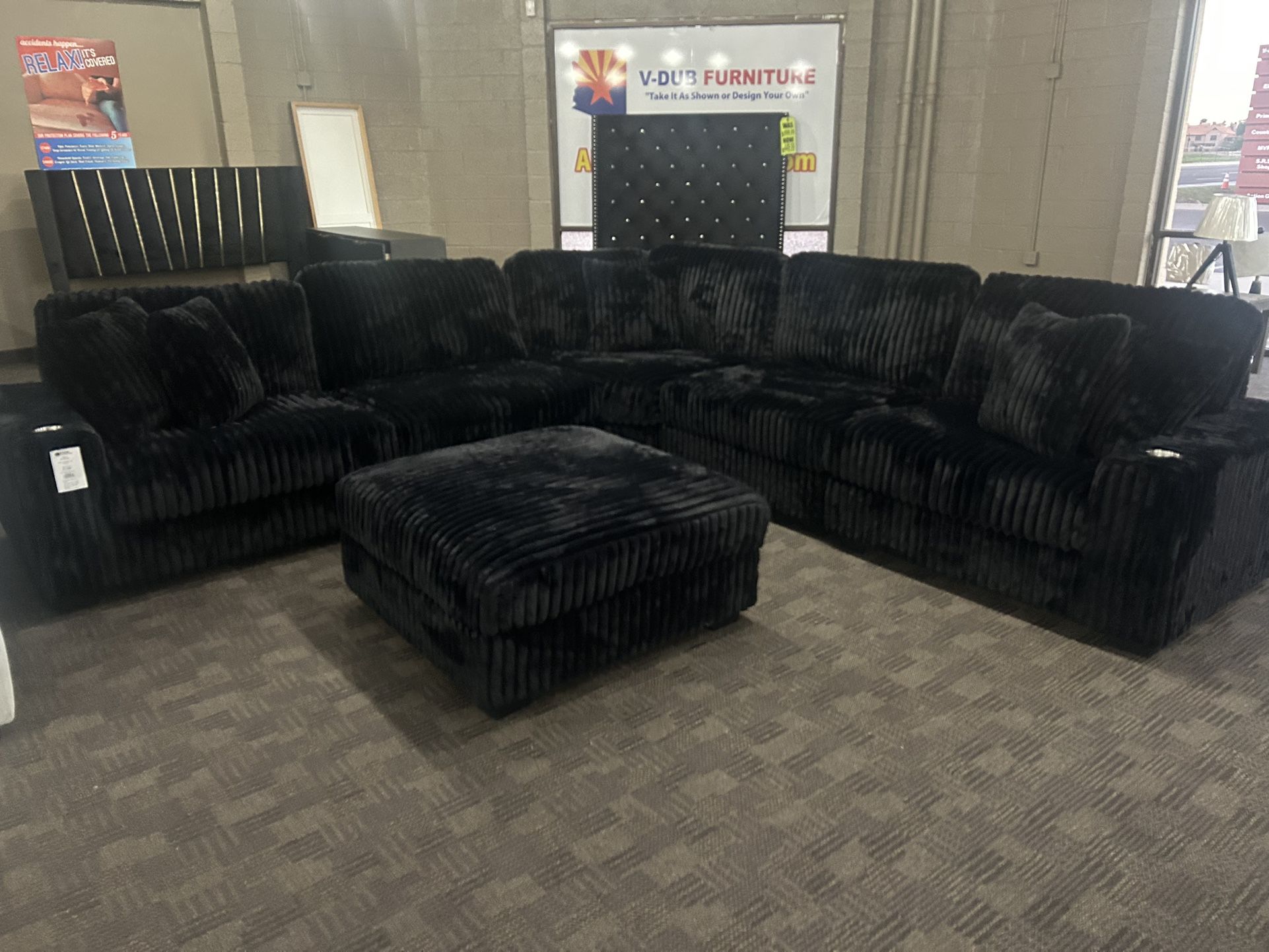Large Deep And Comfy Black Modular Sectional