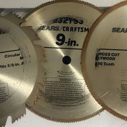 3x Craftsman 9” Circular Saw Blades – Crosscut / Combination / Plywood