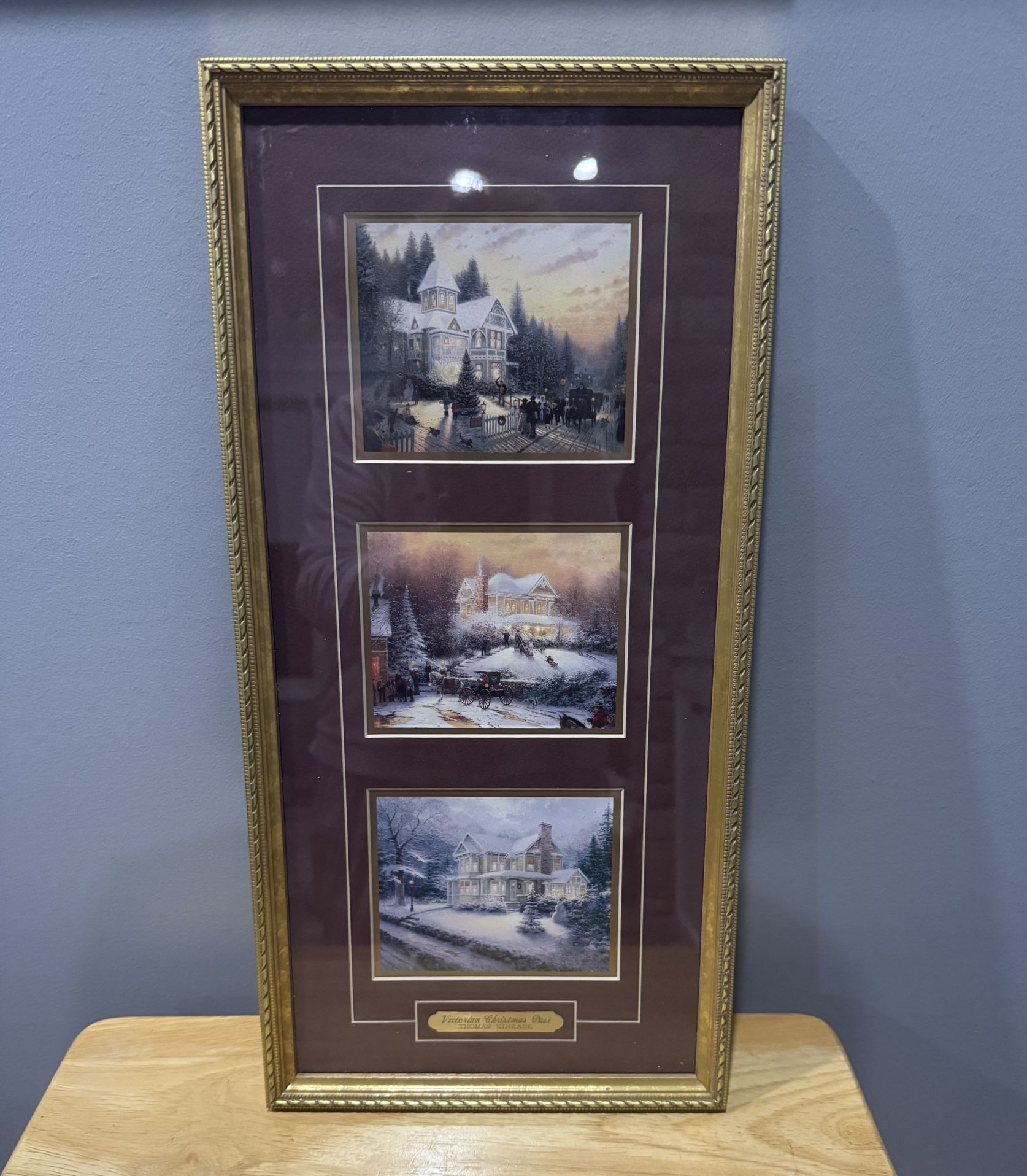 Thomas Kinkade Victorian Christmas Past Framed Accent Print with certificate of authenticity on back of frame