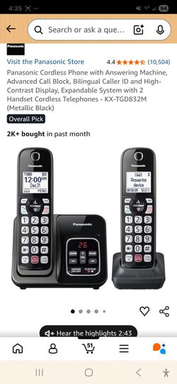 PANASONIC  KX-TGD832
Set of two cordless phones.
BRAND NEW.