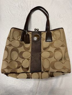 Vintage Coach Signature Stripe Framed Carryall