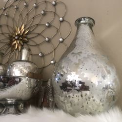 Silver Mercury vase Set Of 2