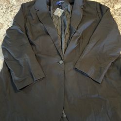 Denim 24/7 New Blazer Plus Size 26W Black One Button Lined Coat Blazer Classic