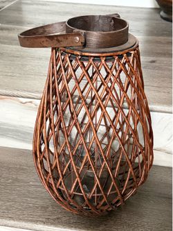 Decorative Woven Lantern Candle Holder – 16” Tall