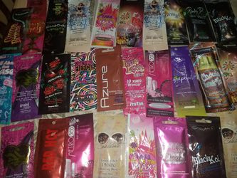 Over 40 sample packs of tanning bed lotions