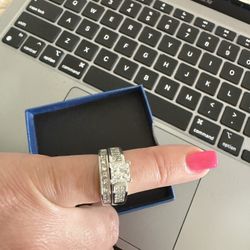 Wedding Ring Set White Gold With Princess Cut Diamond