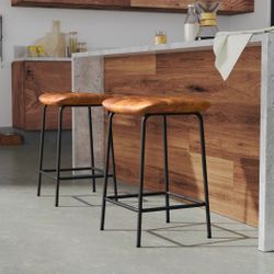 Blk/Grey Reza 24" Bar Stool - Metal/Leather