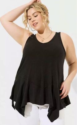 Vintage Slub V-Neck Handkerchief Hem Swing Tank  Women’s size 3