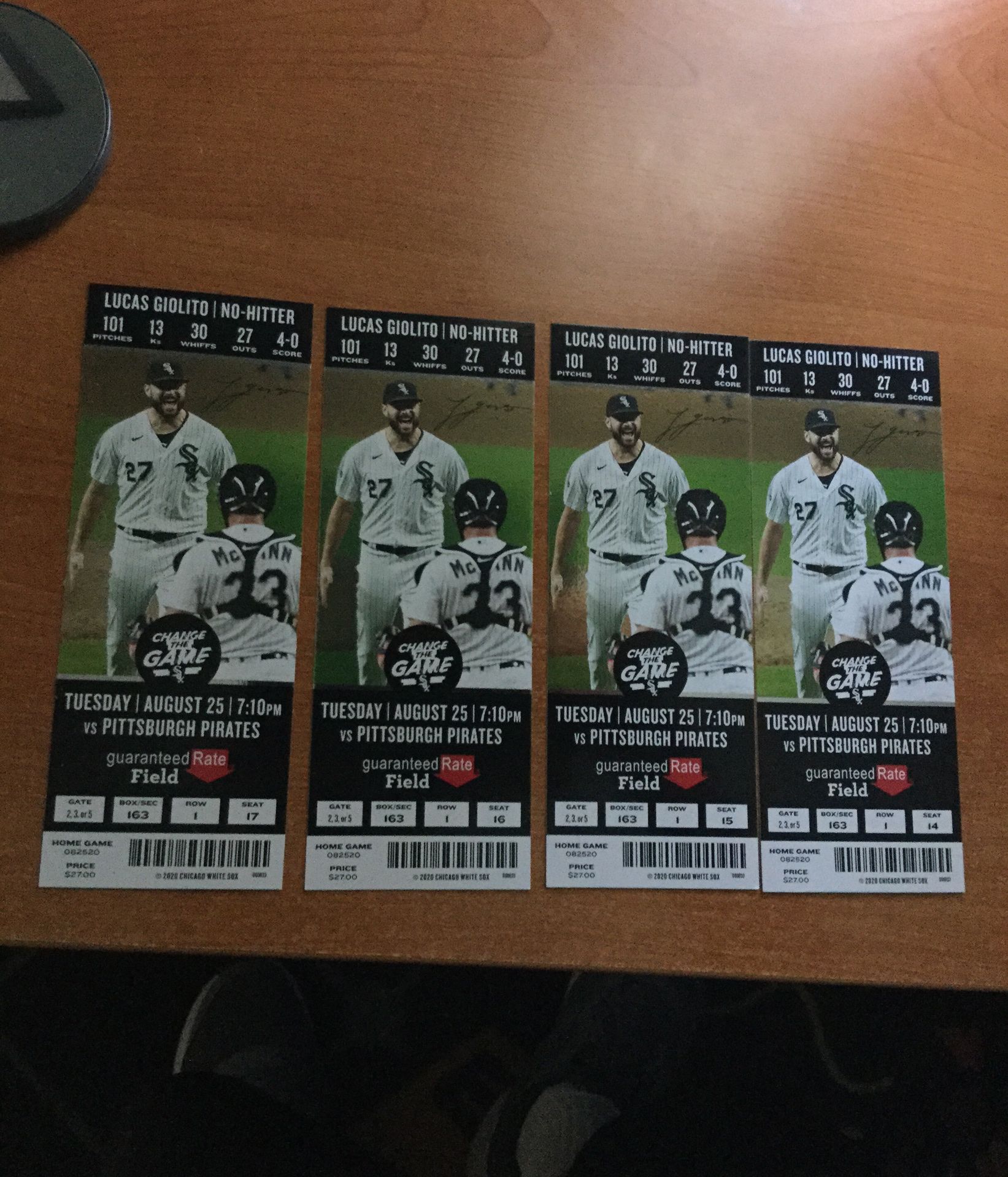 LUCAS GIOLITO NO-HITTER TICKETS