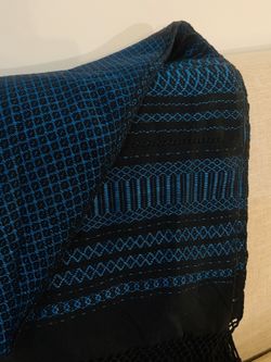 Deep ocean blue leg at metallic shawl rebozo