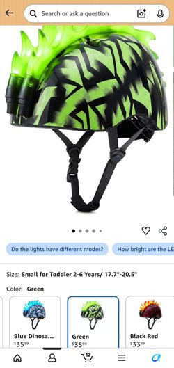 Green light up helmet 2-6 years