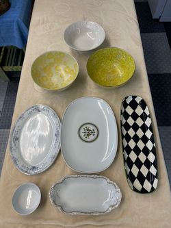 Mixed Ceramic Serving Bowls and Platters Set